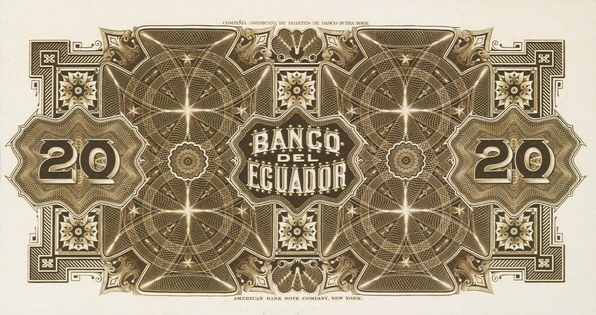 Back of Ecuador pS160p: 20 Sucres from 1898