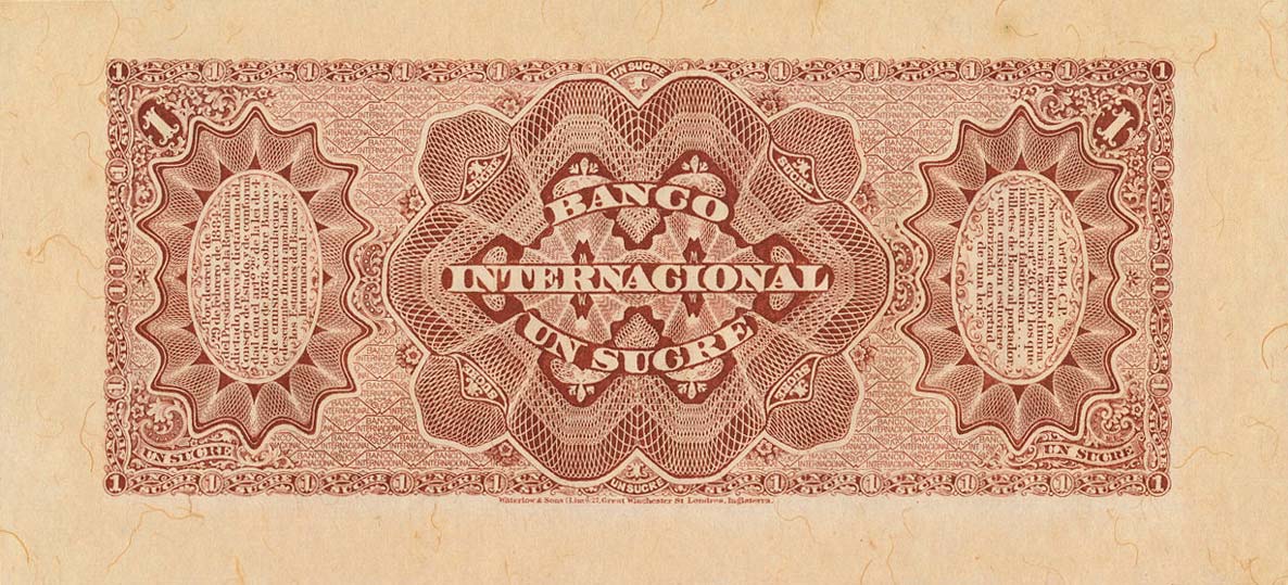 Back of Ecuador pS172: 1 Sucre from 1887