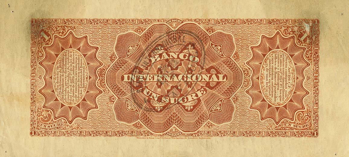 Back of Ecuador pS173: 1 Sucre from 1887