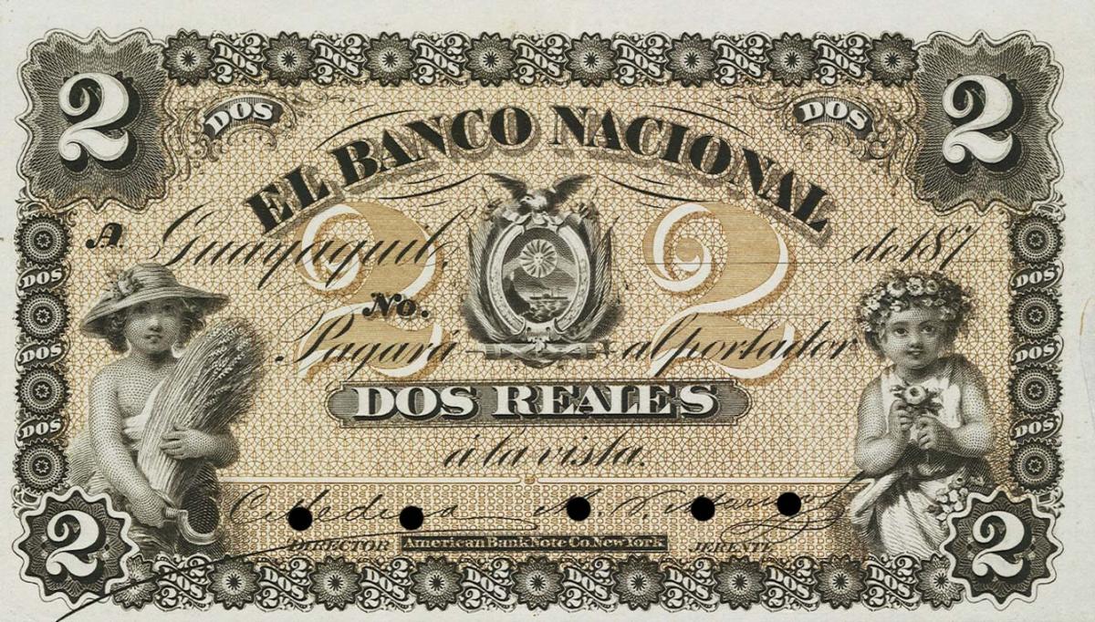 Front of Ecuador pS186: 2 Reais from 1871