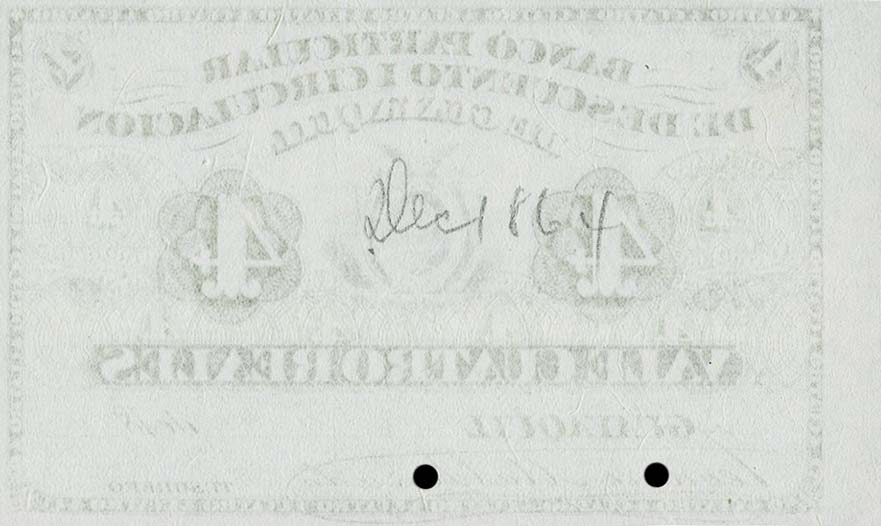 Back of Ecuador pS197p: 4 Reais from 1865