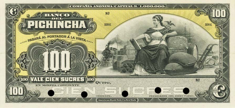 Front of Ecuador pS227p: 100 Sucres from 1912