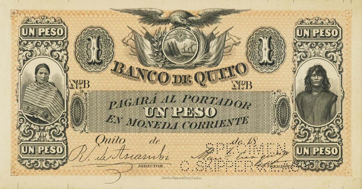 Front of Ecuador pS236s: 1 Peso from 1874