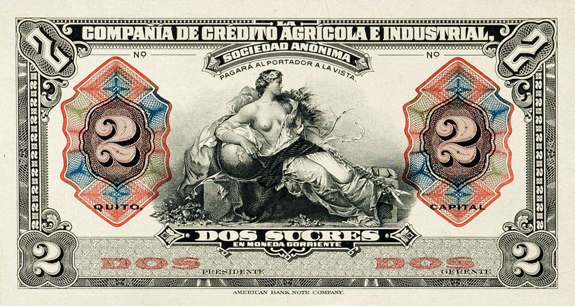 Front of Ecuador pS272p: 2 Sucres from 1921