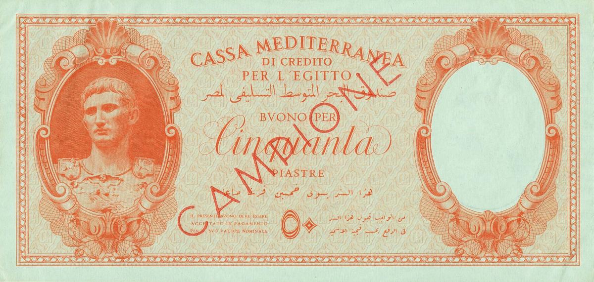 Front of Egypt pM3s: 50 Piastres from 1942