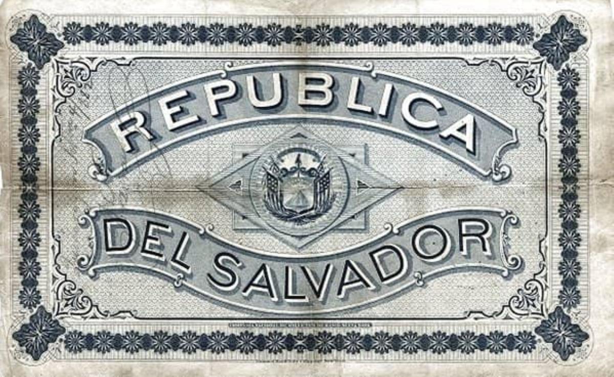 Back of El Salvador p2: 2 Pesos from 1877