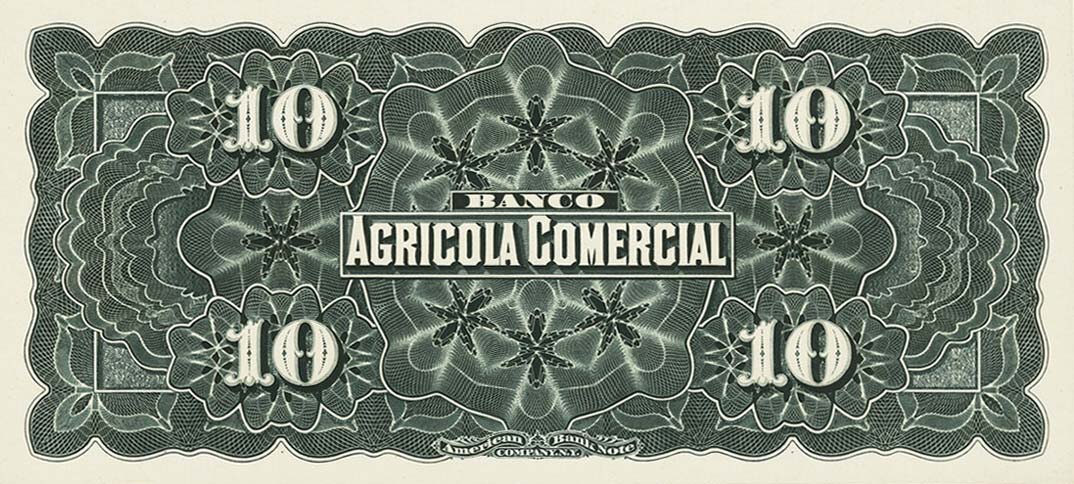 Back of El Salvador pS103p: 10 Pesos from 1890