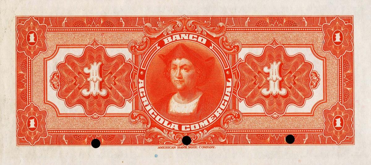 Back of El Salvador pS109s: 1 Colon from 1922