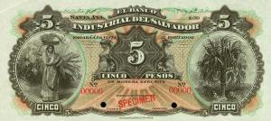 pS142s from El Salvador: 5 Pesos from 1896