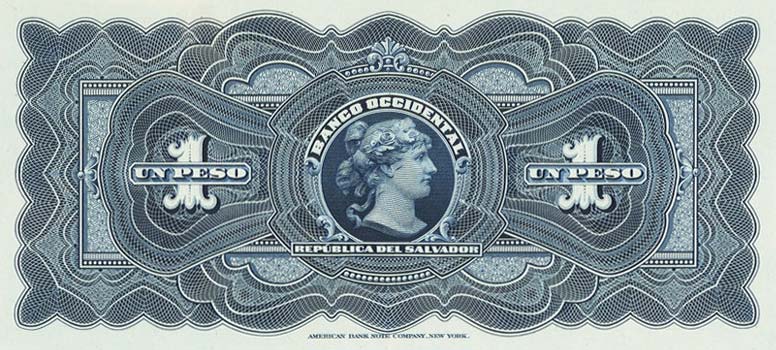 Back of El Salvador pS172p: 1 Peso from 1910