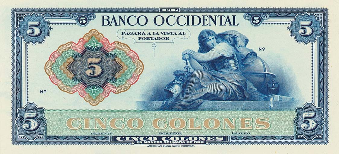 Front of El Salvador pS194Ap: 5 Colones from 1920