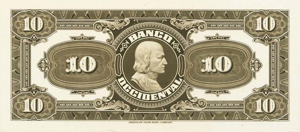 Back of El Salvador pS196p: 10 Colones from 1925