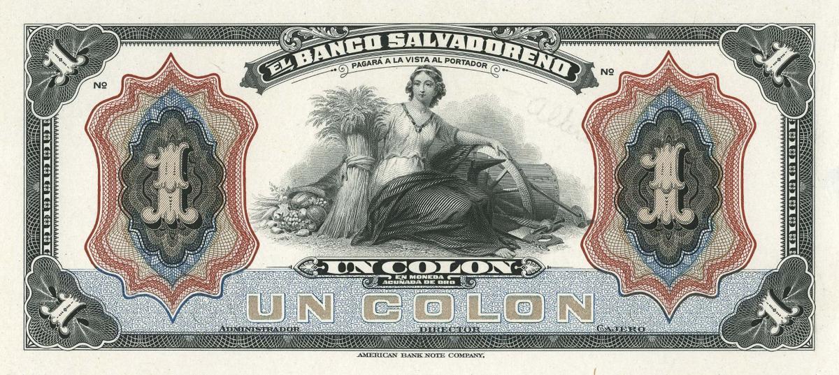 Front of El Salvador pS211p: 1 Colon from 1920
