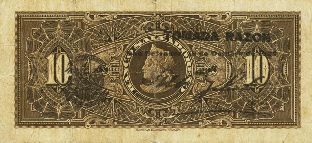 Back of El Salvador pS214a: 10 Colones from 1920