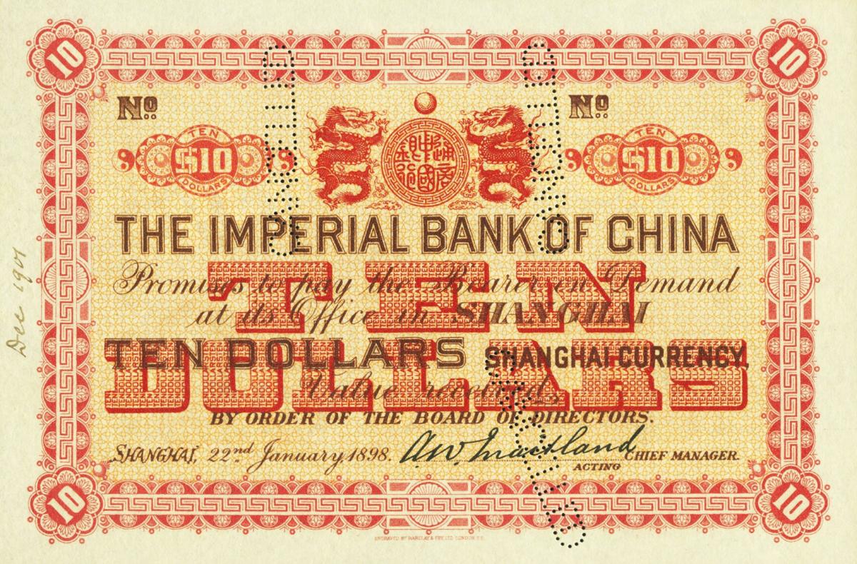 Front of China, Empire of pA53r: 10 Dollars from 1898