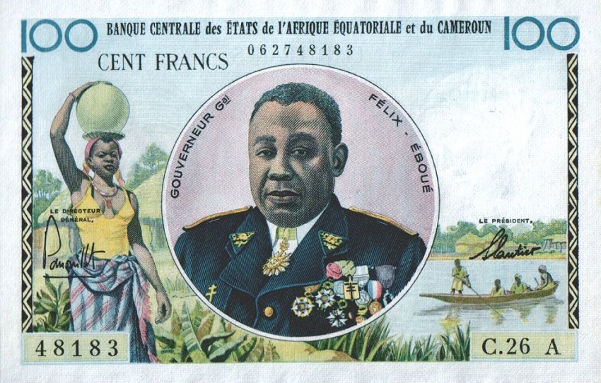 Front of Equatorial African States p1a: 100 Francs from 1961