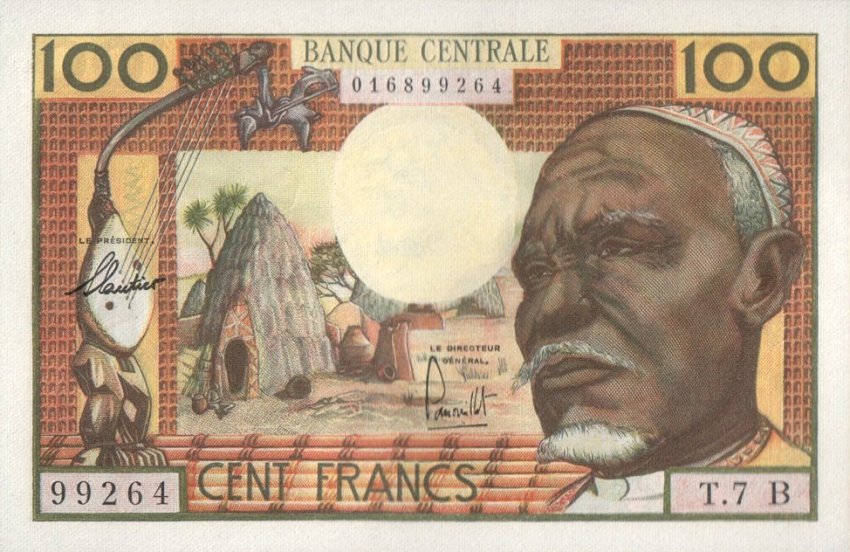 Front of Equatorial African States p3b: 100 Francs from 1963