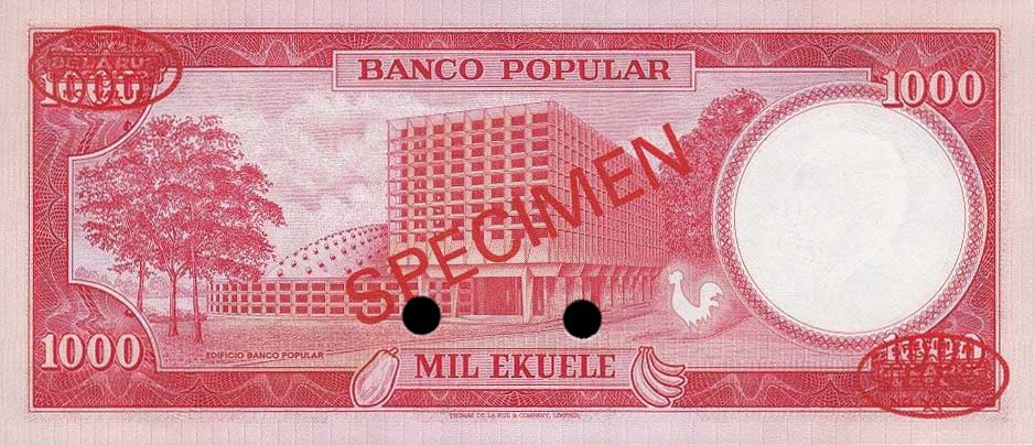 Back of Equatorial Guinea p13s: 1000 Ekuele from 1975