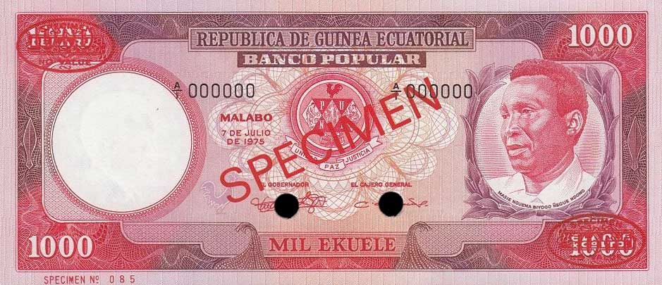 Front of Equatorial Guinea p13s: 1000 Ekuele from 1975