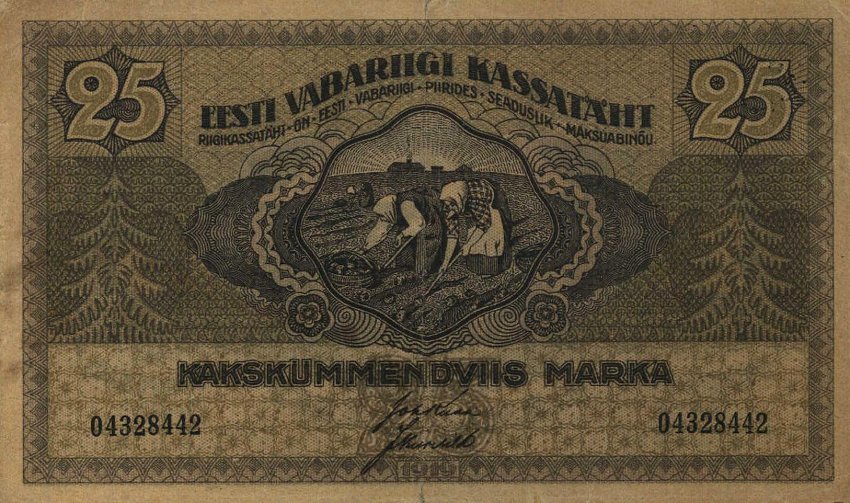 Front of Estonia p47b: 25 Marka from 1919