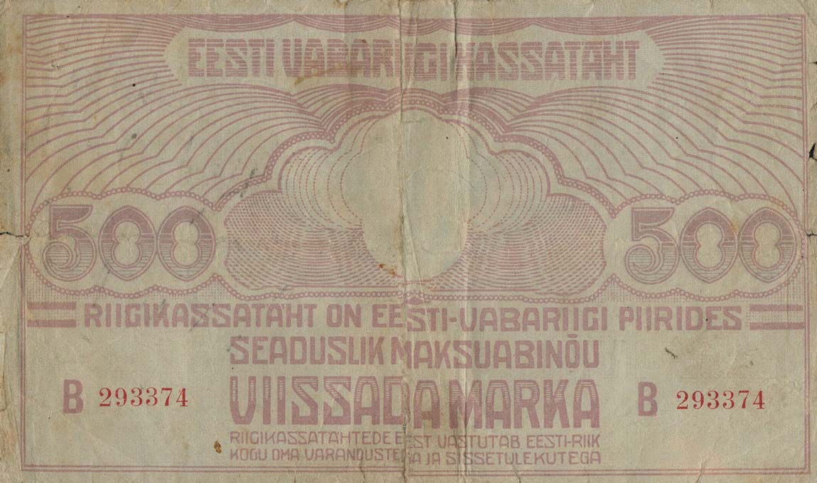 Front of Estonia p49e: 500 Marka from 1920