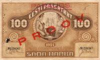 p56s from Estonia: 100 Marka from 1921