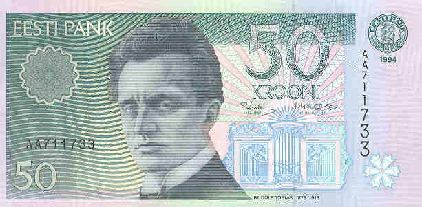 Front of Estonia p78a: 50 Krooni from 1994