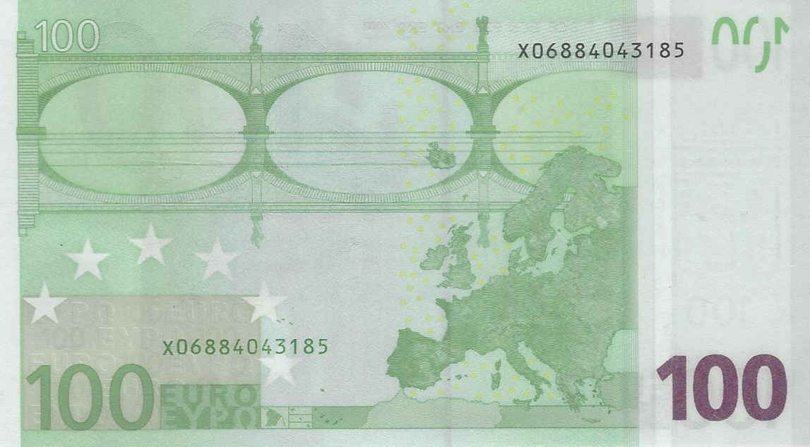 Back of European Union p12x: 100 Euro from 2002