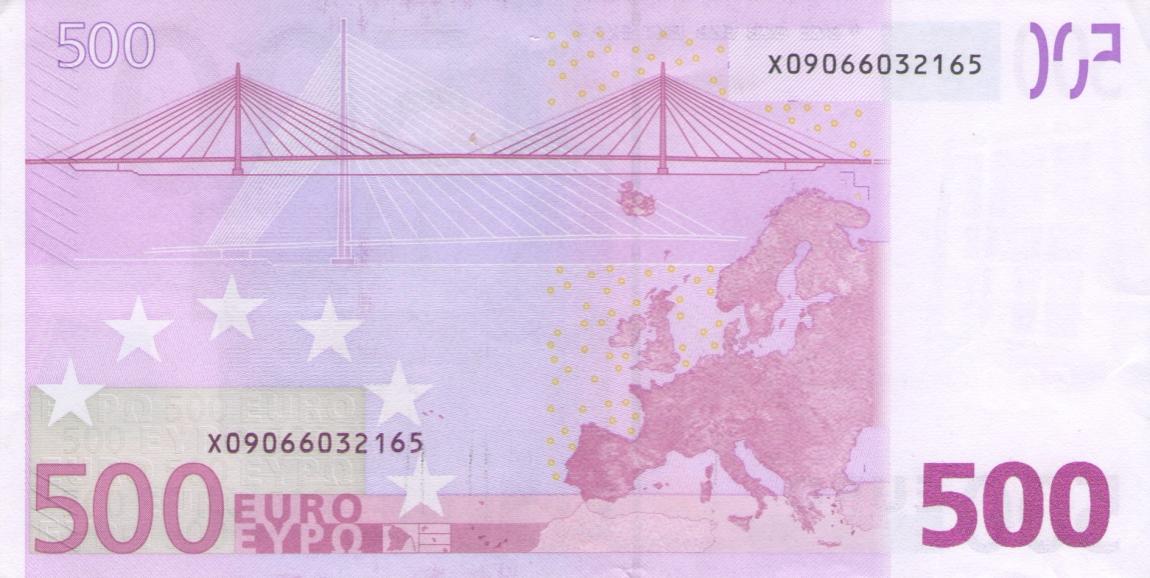 Back of European Union p14x: 500 Euro from 2002