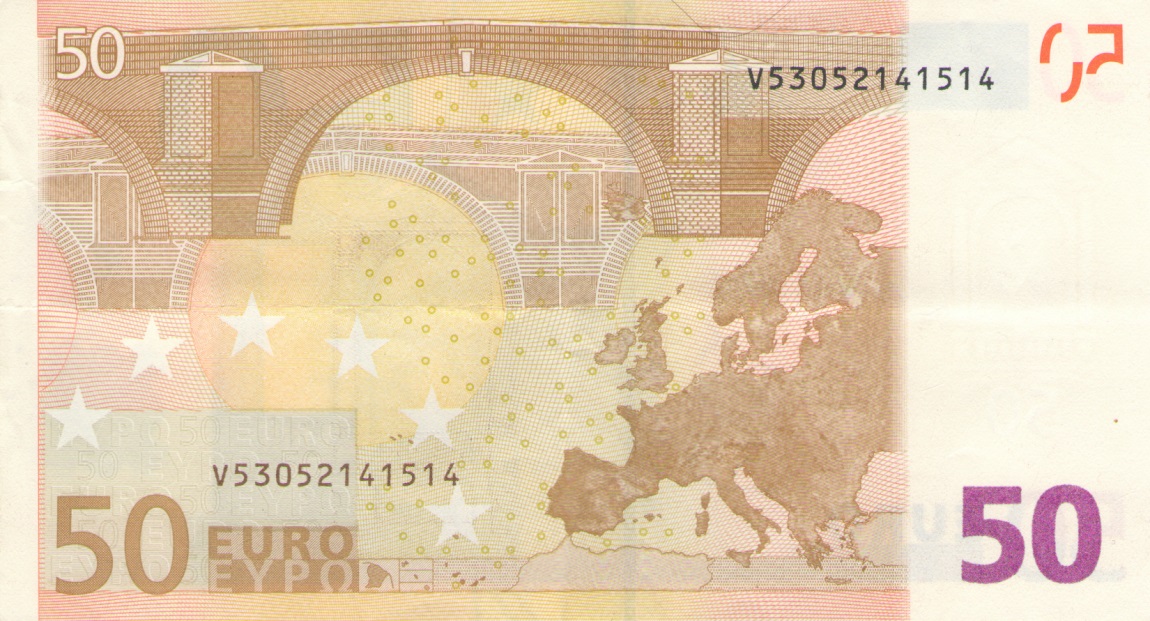 Back of European Union p17v: 50 Euro from 2002