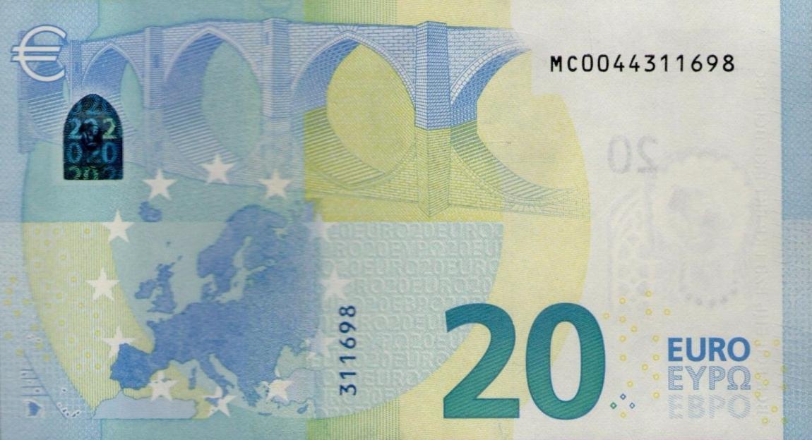 Back of European Union p22m: 20 Euro from 2015