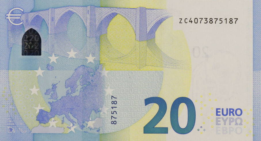 Back of European Union p22z: 20 Euro from 2015