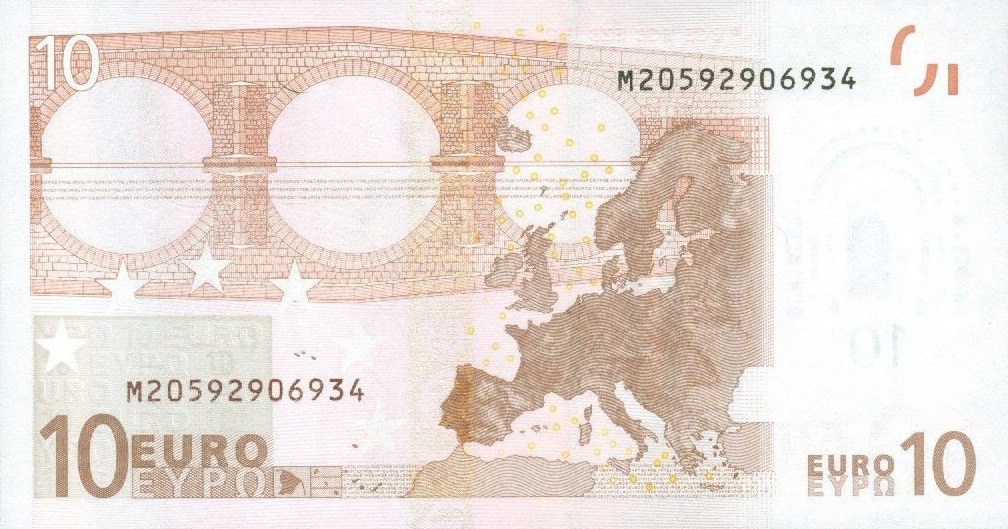 Back of European Union p2m: 10 Euro from 2002