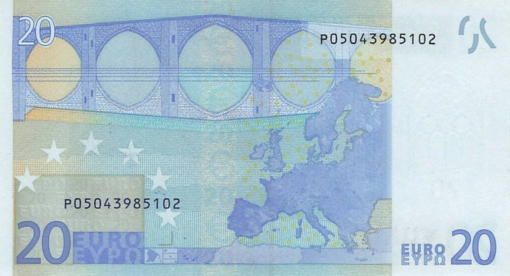 Back of European Union p3p: 20 Euro from 2002