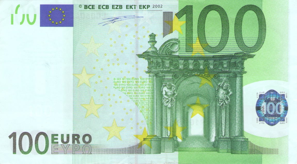 Front of European Union p5l: 100 Euro from 2002