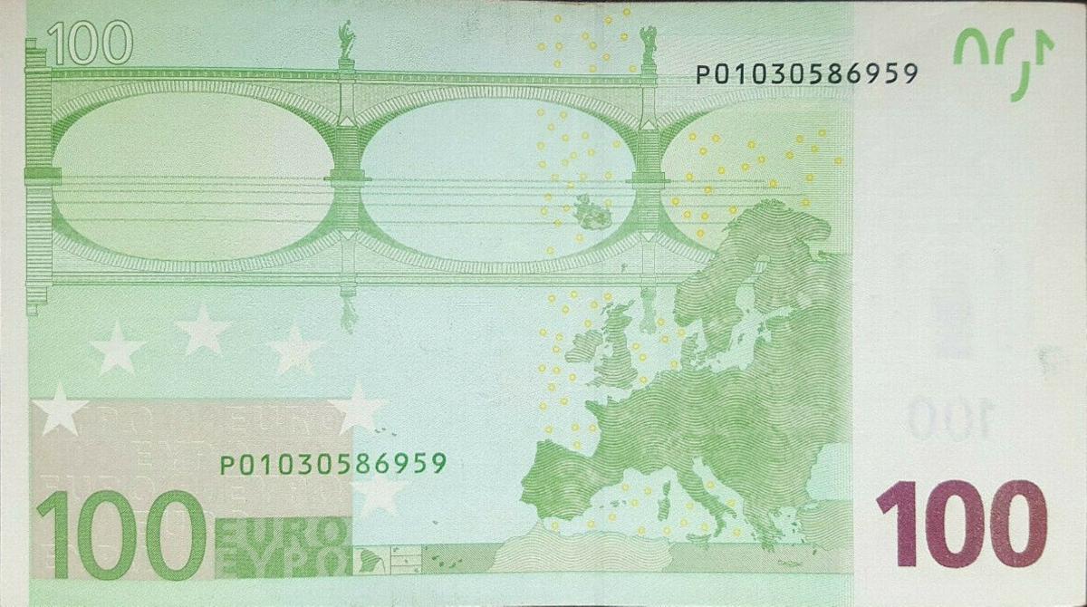 Back of European Union p12p: 100 Euro from 2002