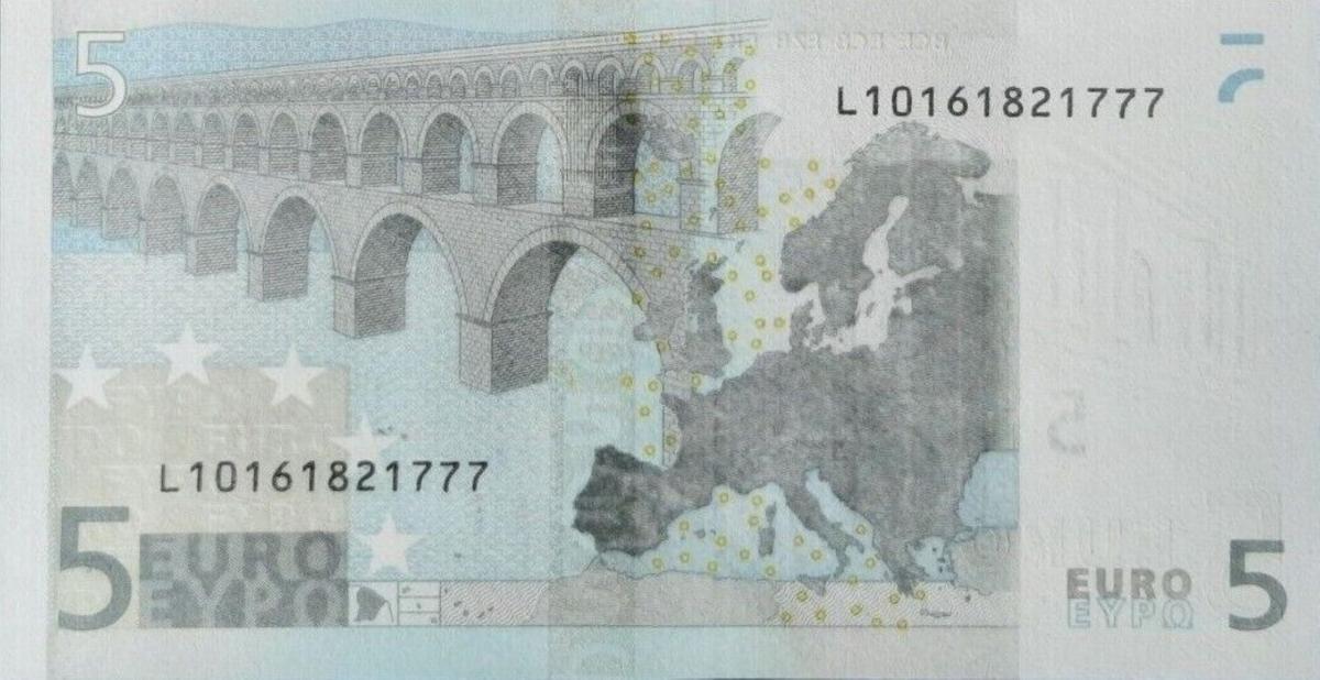Back of European Union p1l: 5 Euro from 2002