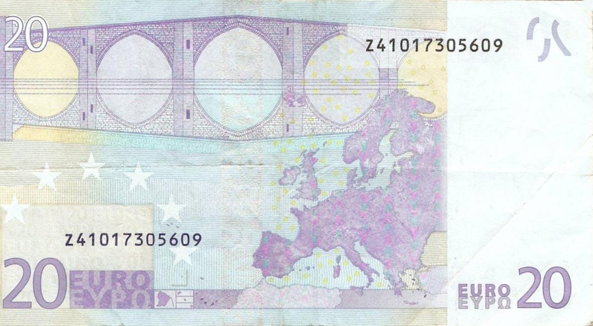 Back of European Union p3z: 20 Euro from 2002