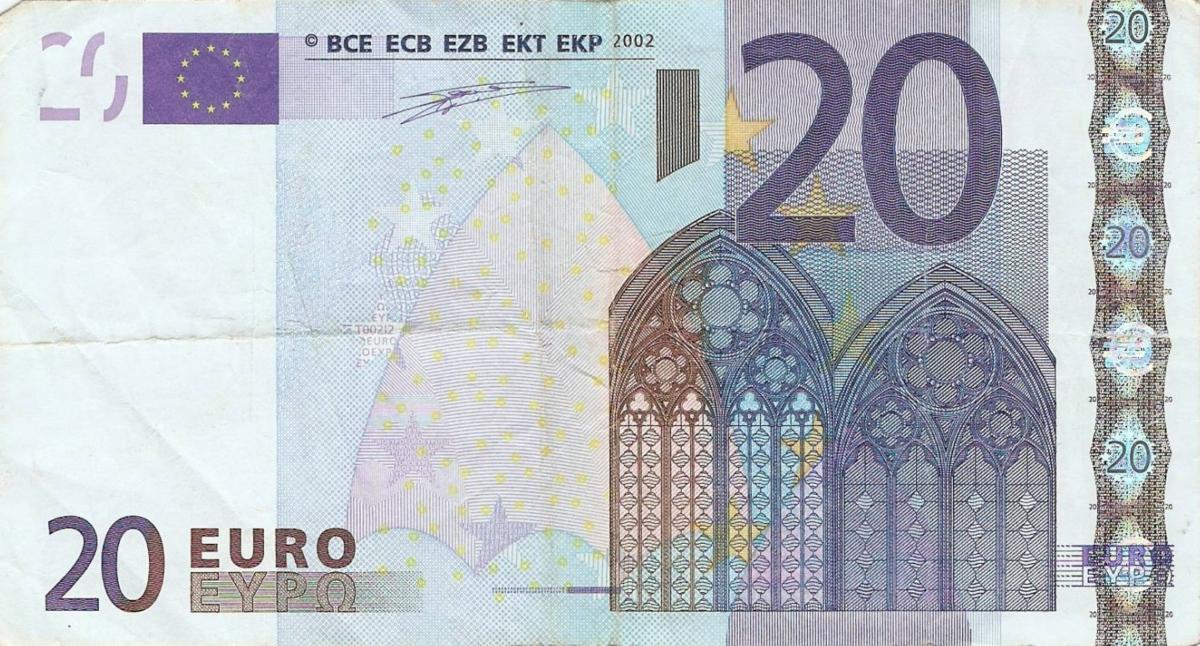 Front of European Union p3z: 20 Euro from 2002