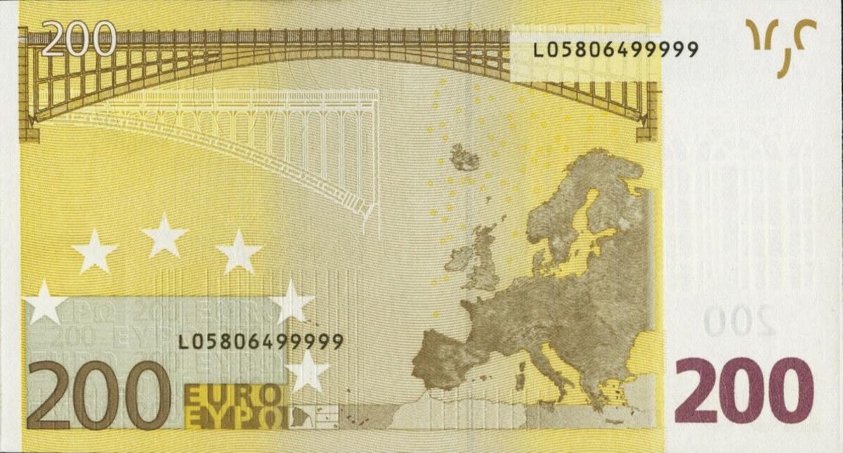Back of European Union p6l: 200 Euro from 2002