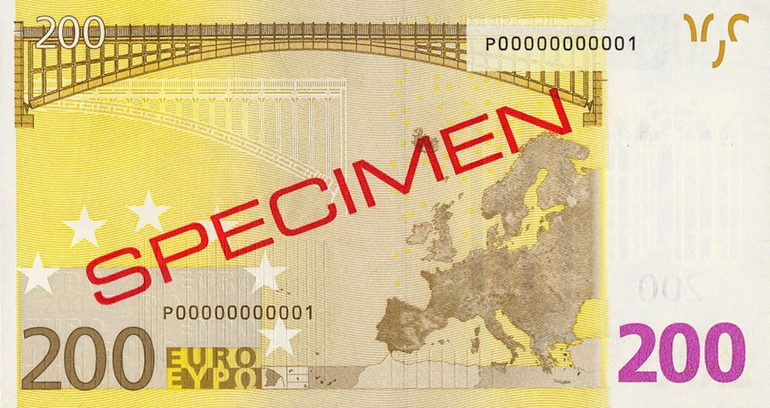Back of European Union p6s1: 200 Euro from 2002