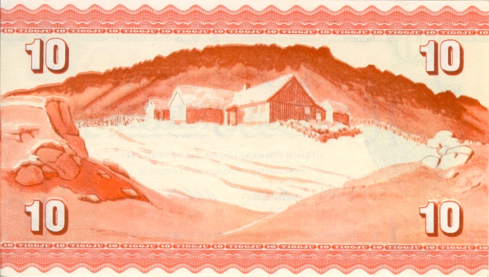 Back of Faeroe Islands p15b: 10 Kronur from 1949