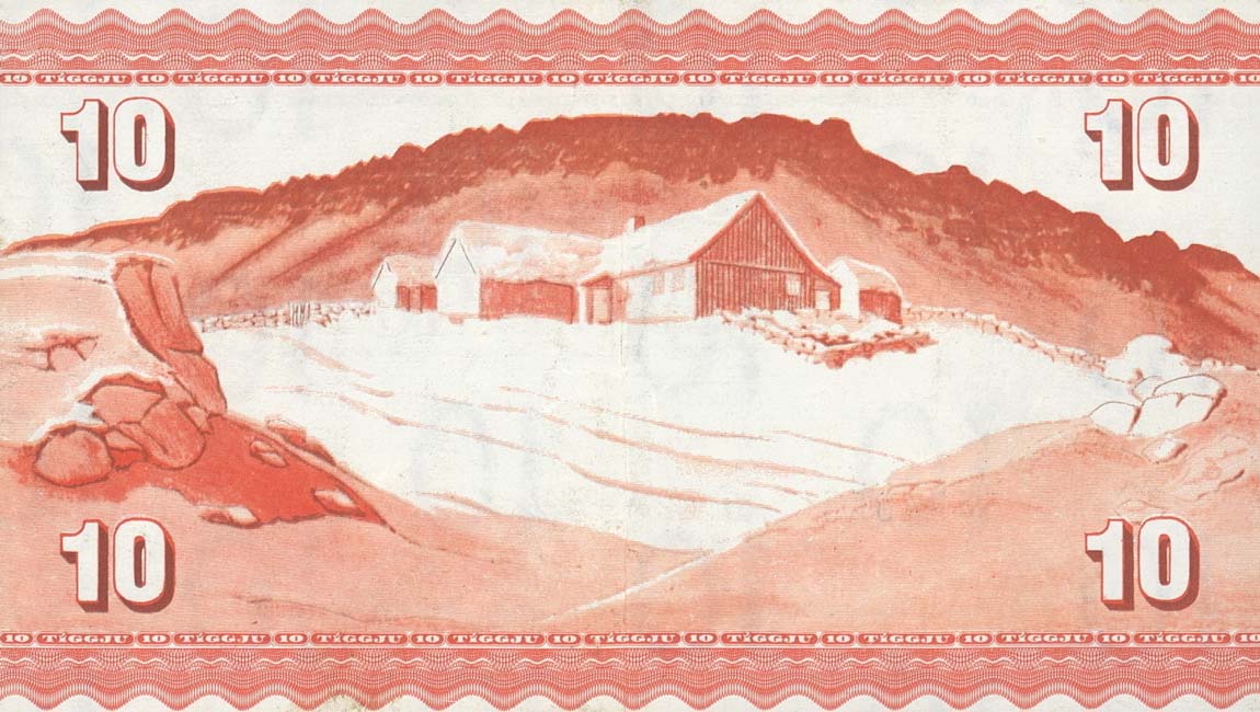 Back of Faeroe Islands p15d: 10 Kronur from 1949