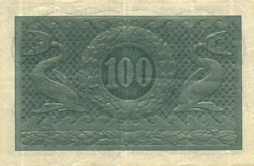 Back of Faeroe Islands p13b: 100 Kronur from 1949