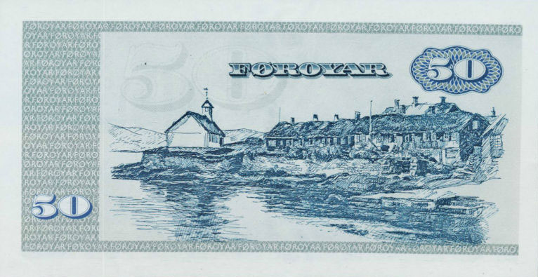 Back of Faeroe Islands p20c: 50 Kronur from 1987