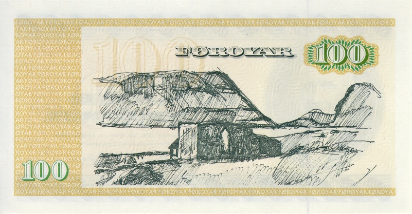Back of Faeroe Islands p21d: 100 Kronur from 1988