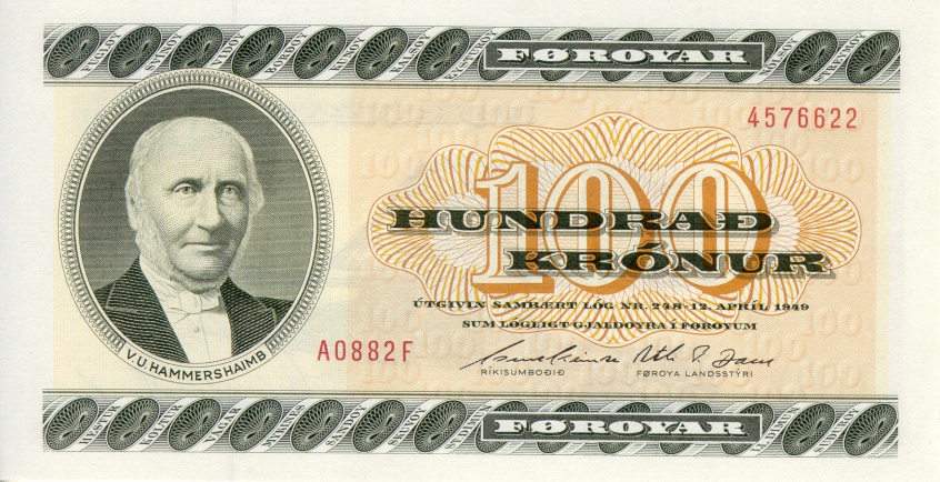 Front of Faeroe Islands p21d: 100 Kronur from 1988