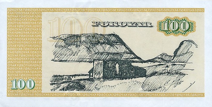 Back of Faeroe Islands p21f: 100 Kronur from 1994