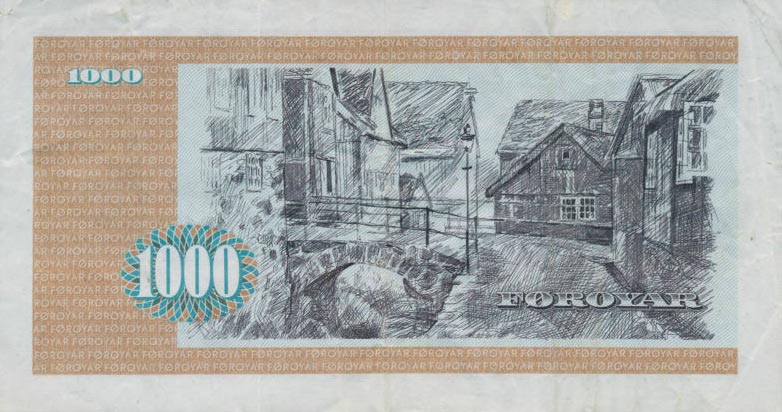 Back of Faeroe Islands p23b: 1000 Kronur from 1983