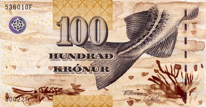 Front of Faeroe Islands p25: 100 Kronur from 2002